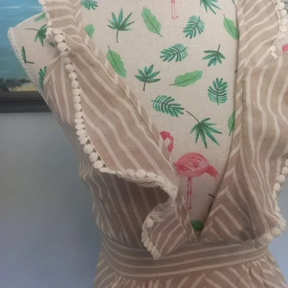 Reverse nude and white summer dress, strappy, plunging neckline (Size XS) - Picture 3 of 8